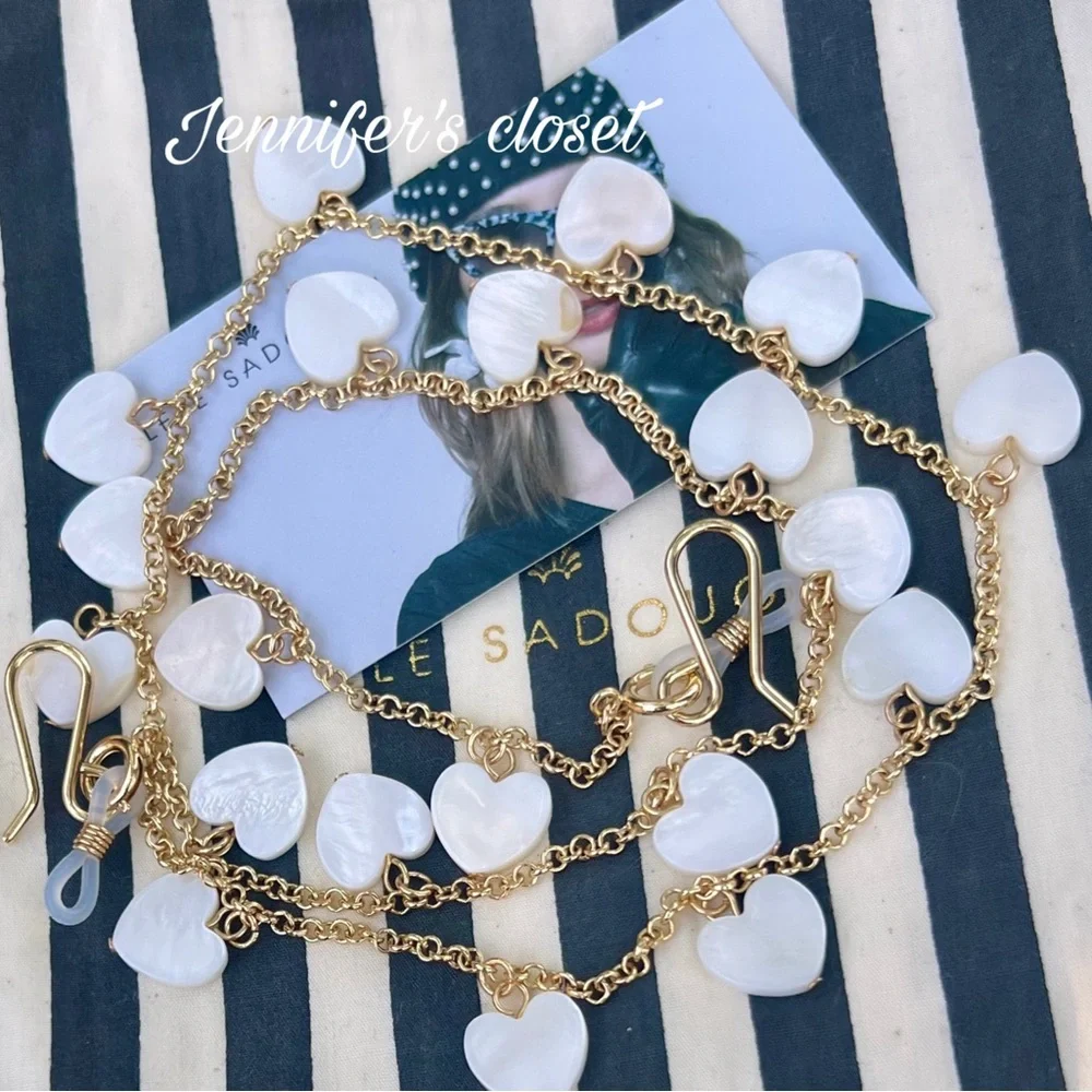 NWT 💜Lele Sadoughi Pearl Dangling Charm Sunglasses Chain - Picture 4 of 5